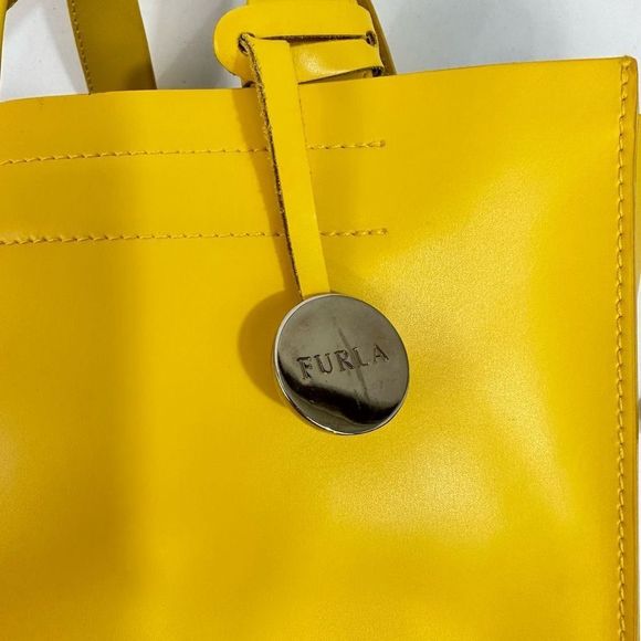 Furla Divide It Yellow Leather Mini Tote in Limoncello - Picture 2 of 13
